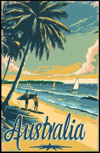 Serene Vintage Australian Beach Travel Poster PosterGoat