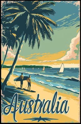 Serene Vintage Australian Beach Travel Poster PosterGoat
