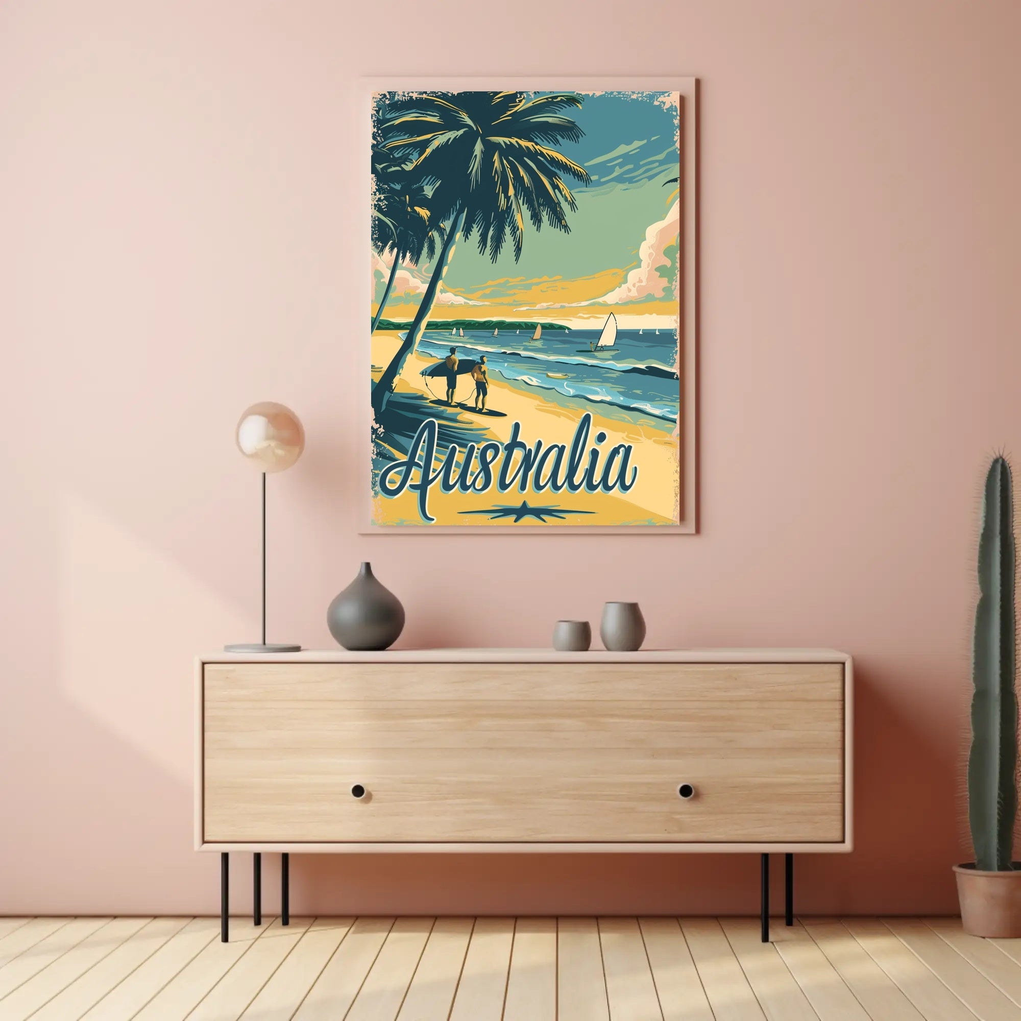 Serene Vintage Australian Beach Travel Poster PosterGoat