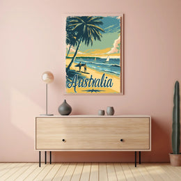 Serene Vintage Australian Beach Travel Poster PosterGoat