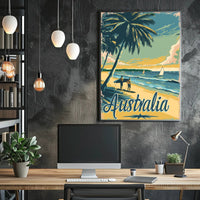 Serene Vintage Australian Beach Travel Poster PosterGoat