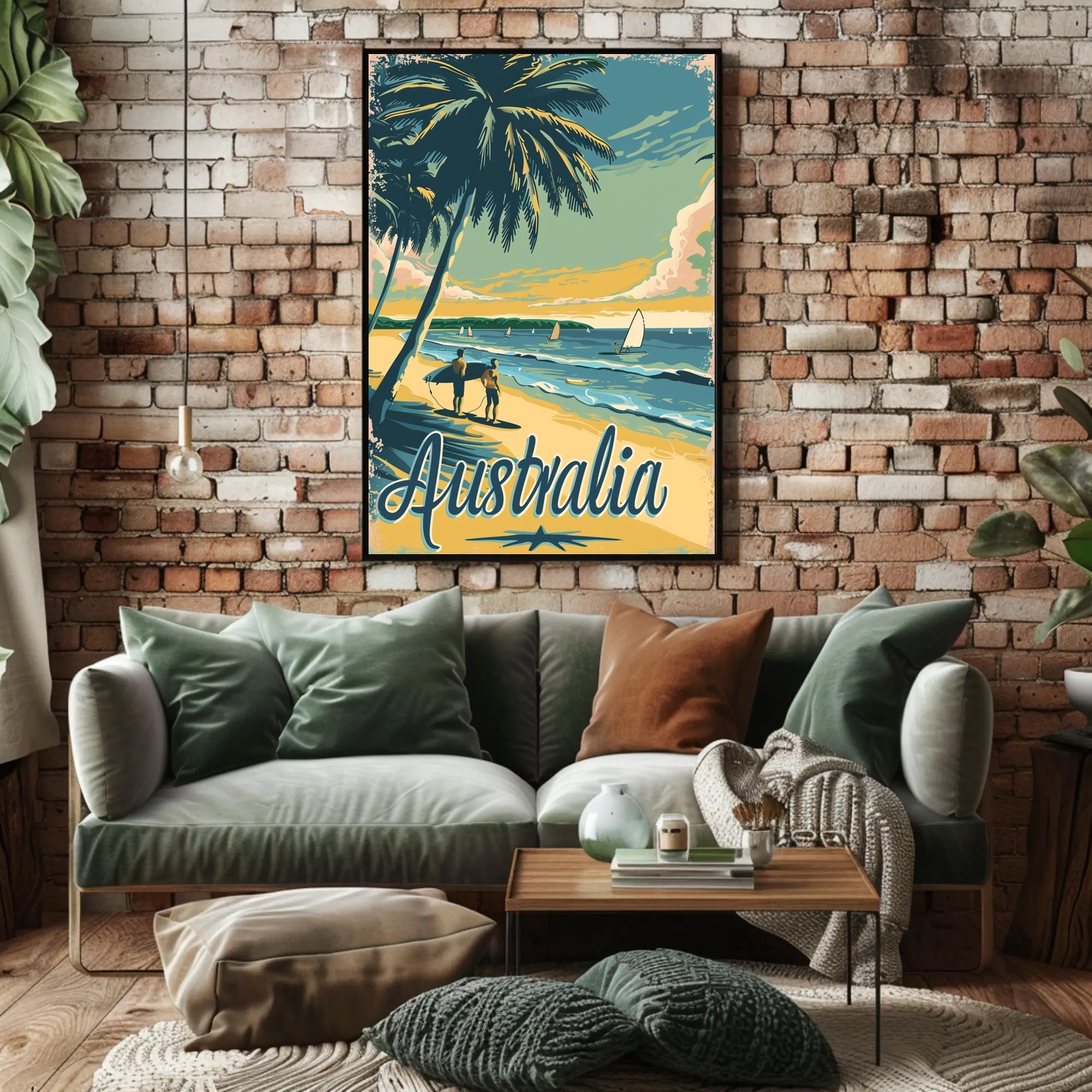 Serene Vintage Australian Beach Travel Poster PosterGoat