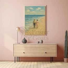 Serene Vintage Beach Romantic Scene Artistic Poster PosterGoat