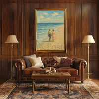 Serene Vintage Beach Romantic Scene Artistic Poster PosterGoat