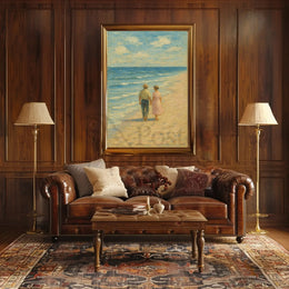 Serene Vintage Beach Romantic Scene Artistic Poster PosterGoat