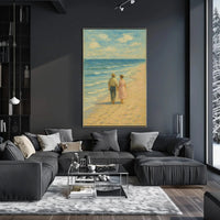 Serene Vintage Beach Romantic Scene Artistic Poster PosterGoat
