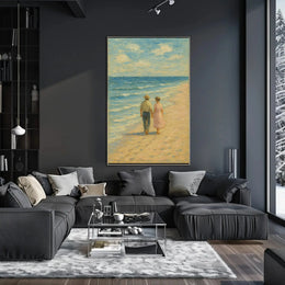 Serene Vintage Beach Romantic Scene Artistic Poster PosterGoat