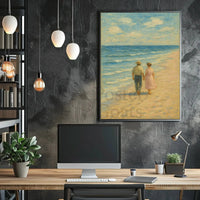 Serene Vintage Beach Romantic Scene Artistic Poster PosterGoat
