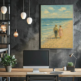Serene Vintage Beach Romantic Scene Artistic Poster PosterGoat