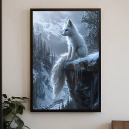 Serene White Fox in Wintry Wilderness Animal Poster PosterGoat