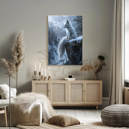 Serene White Fox in Wintry Wilderness Animal Poster PosterGoat