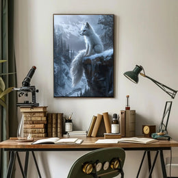 Serene White Fox in Wintry Wilderness Animal Poster PosterGoat