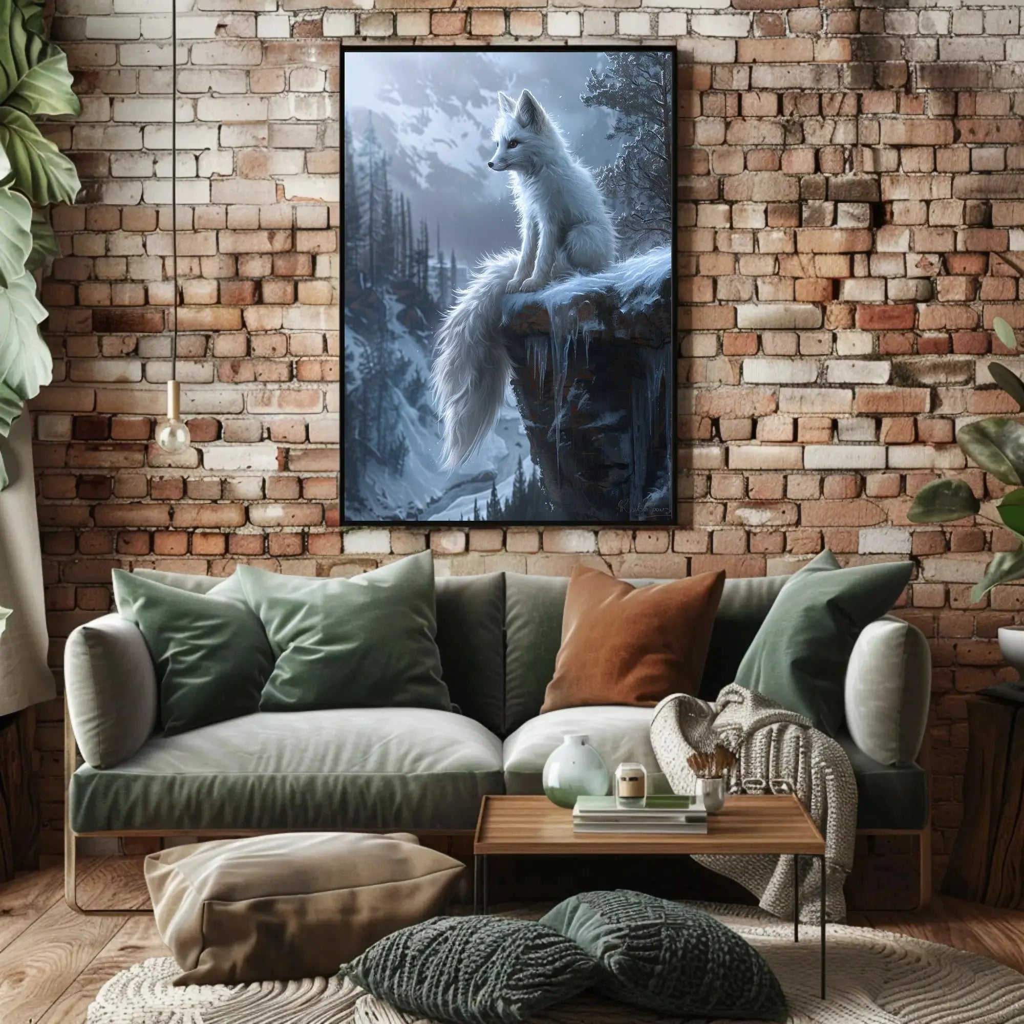 Serene White Fox in Wintry Wilderness Animal Poster PosterGoat