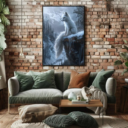Serene White Fox in Wintry Wilderness Animal Poster PosterGoat