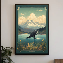 Serene Wilderness Whale Breach Vintage National Park Poster PosterGoat