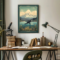 Serene Wilderness Whale Breach Vintage National Park Poster PosterGoat