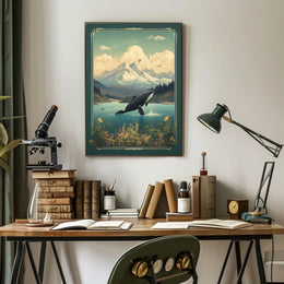 Serene Wilderness Whale Breach Vintage National Park Poster PosterGoat