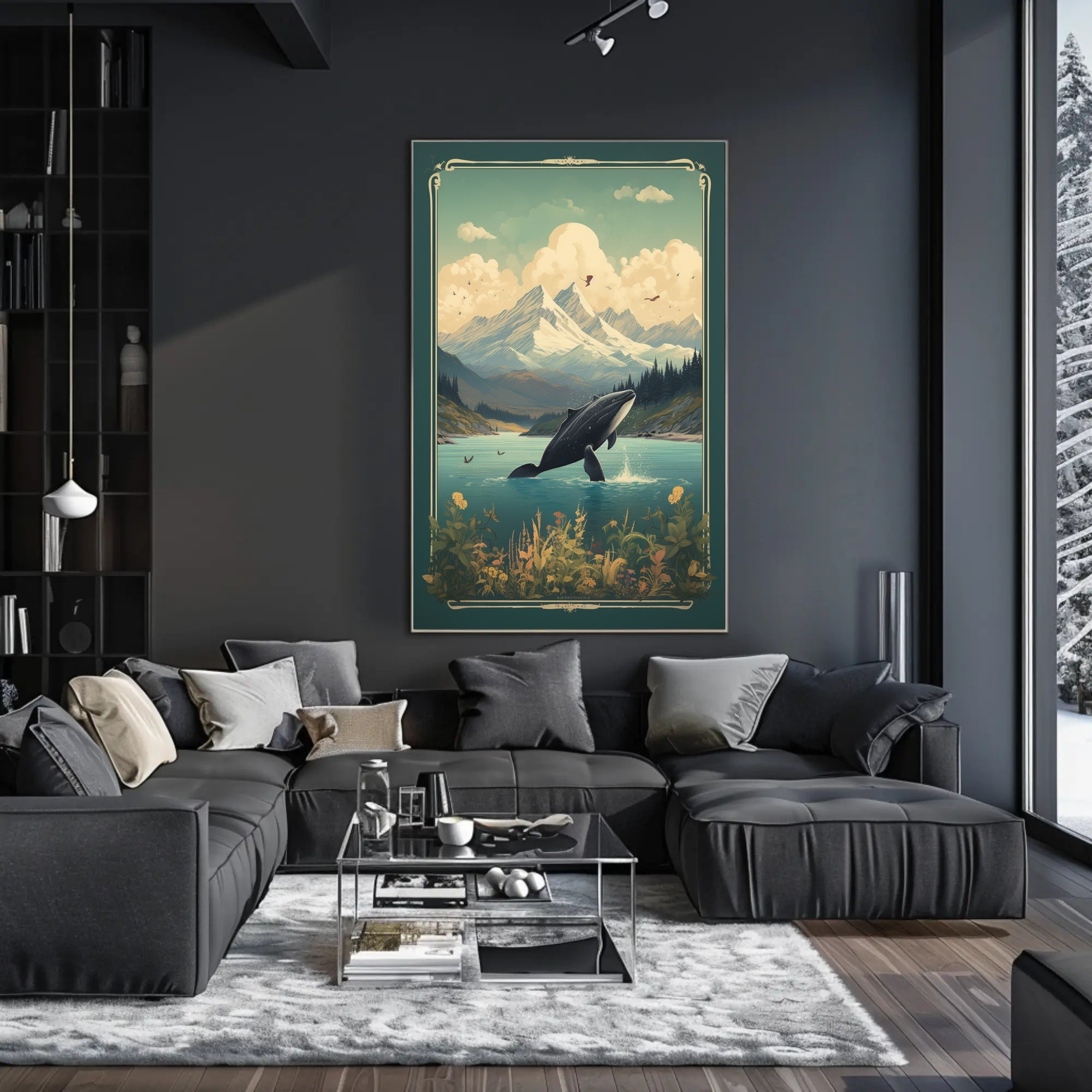 Serene Wilderness Whale Breach Vintage National Park Poster PosterGoat