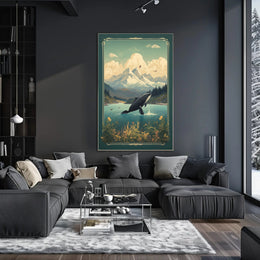 Serene Wilderness Whale Breach Vintage National Park Poster PosterGoat