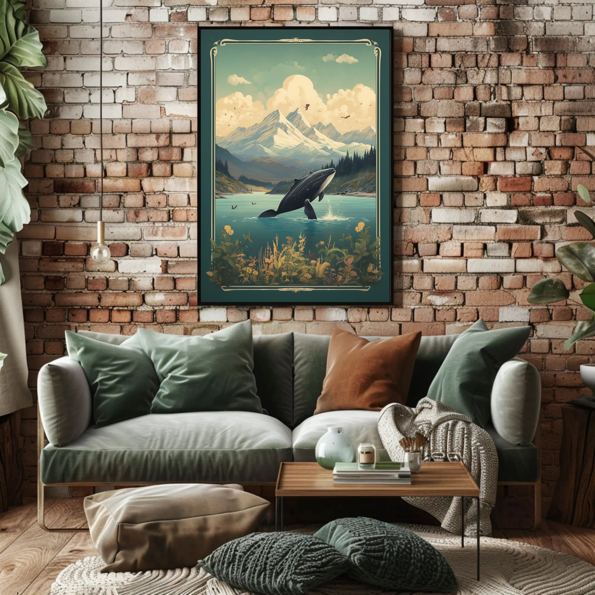 Serene Wilderness Whale Breach Vintage National Park Poster PosterGoat