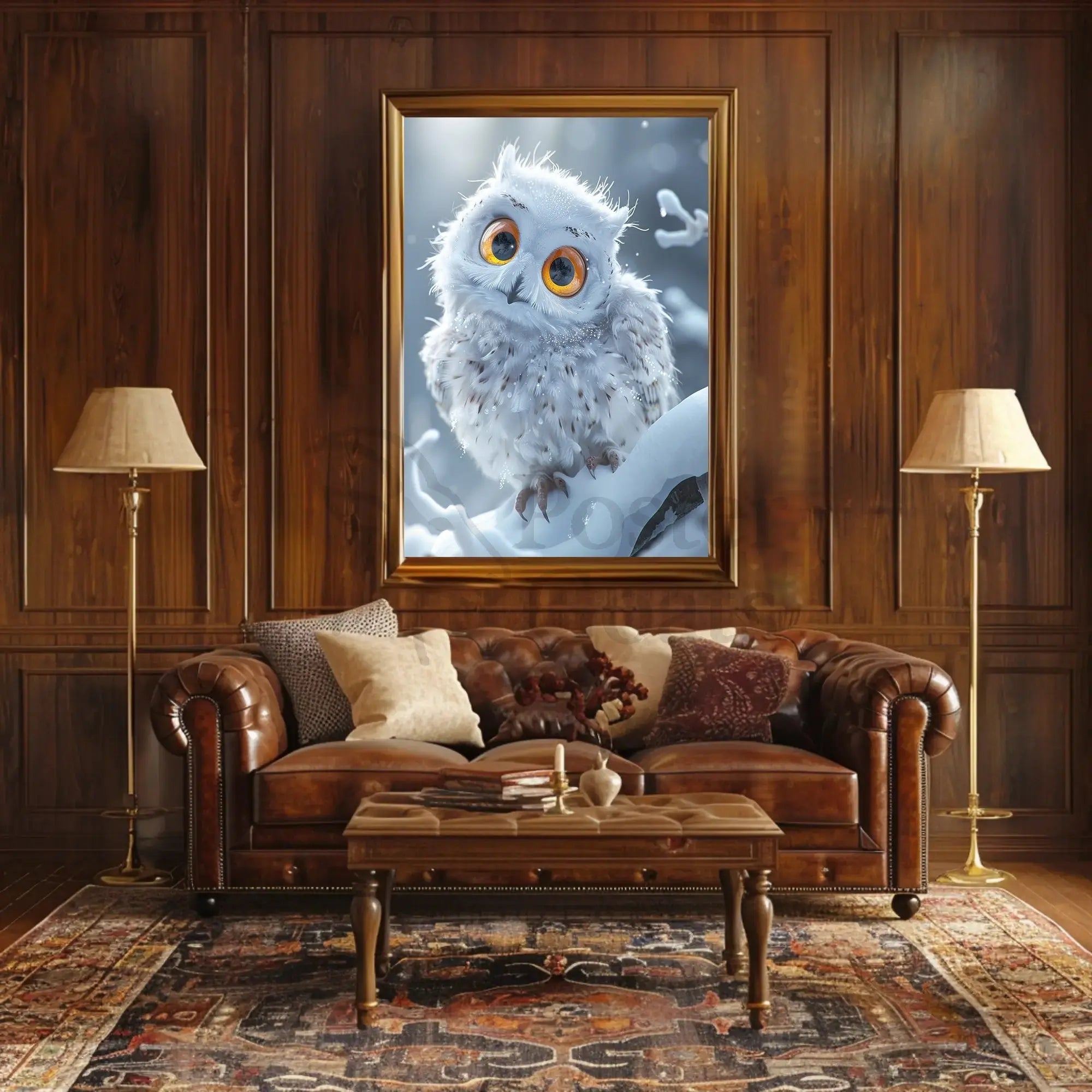 Serene Winter Owl Enchantment Art Print Animal Poster PosterGoat