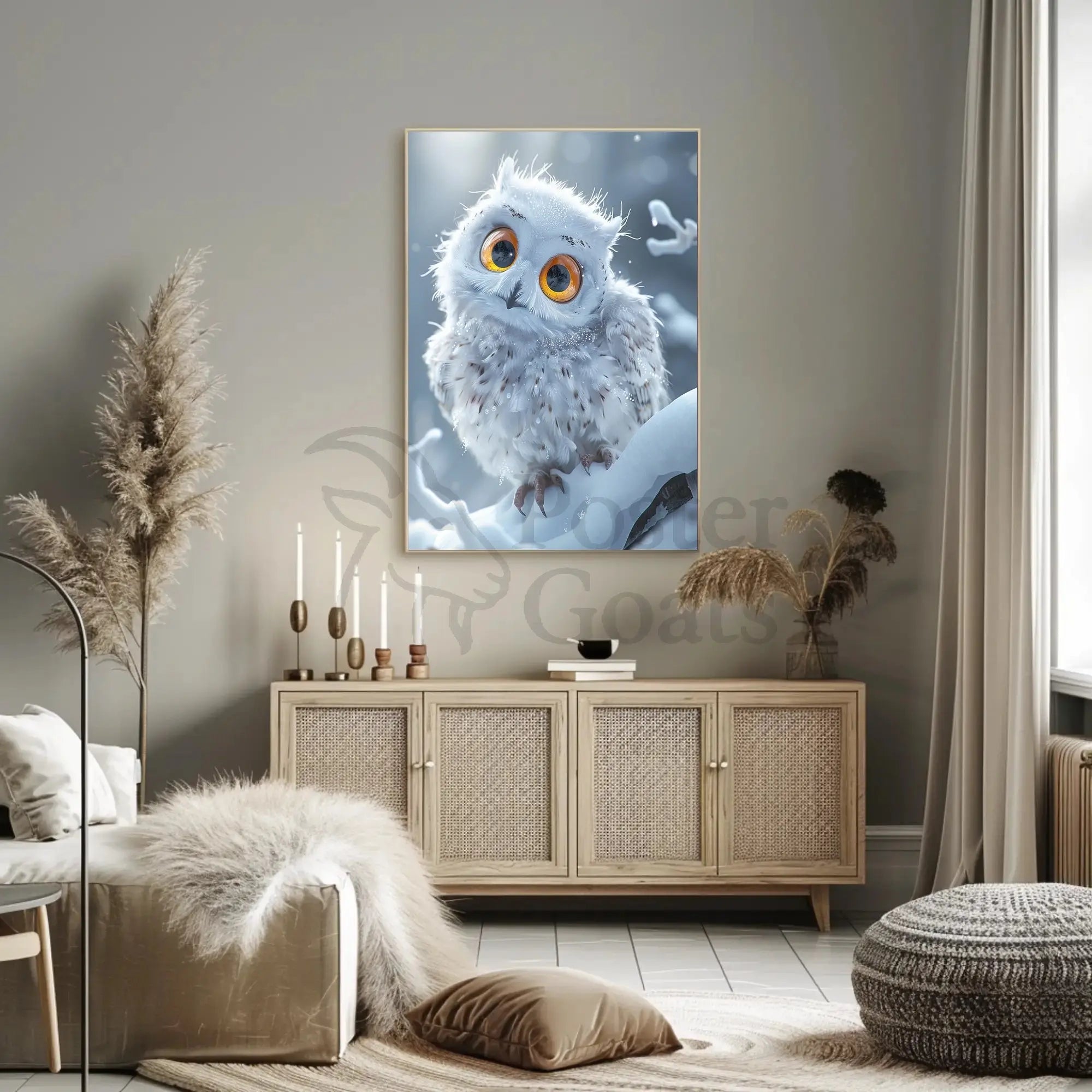 Serene Winter Owl Enchantment Art Print Animal Poster PosterGoat