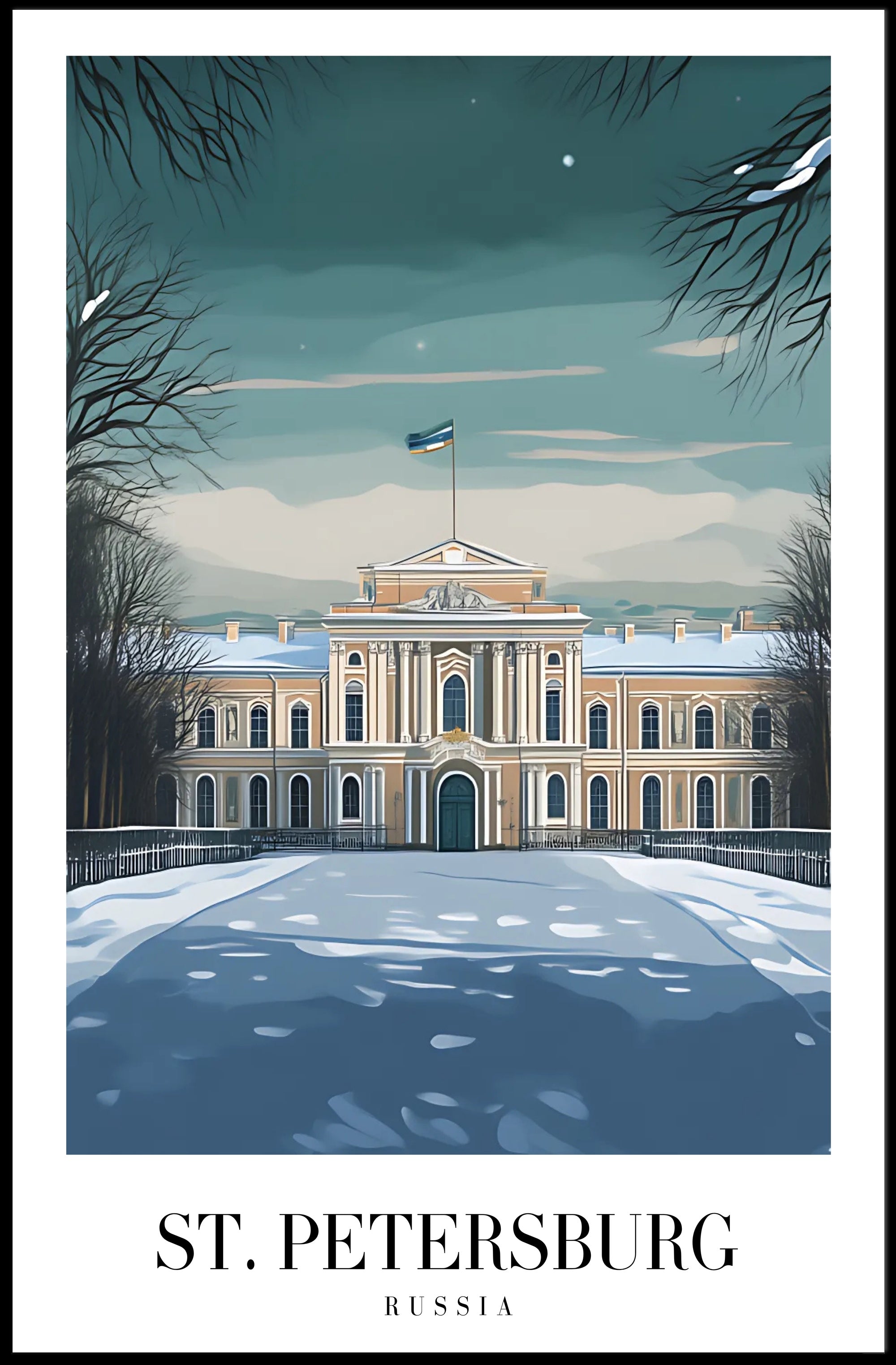 Serene Winter Scene Poster of Russian Heritage Architecture PosterGoat