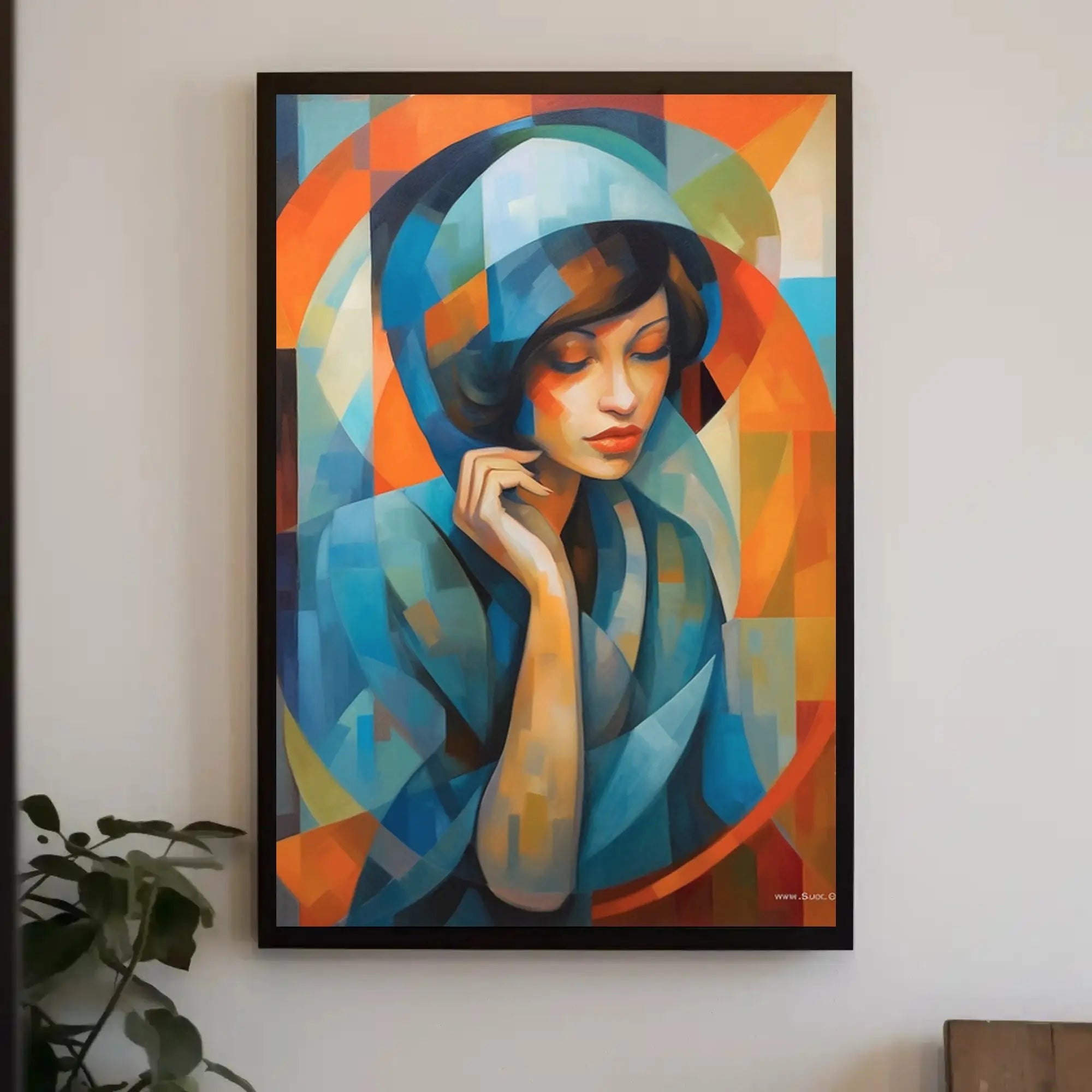 Serene Woman Cubism Abstract Artistic Poster PosterGoat