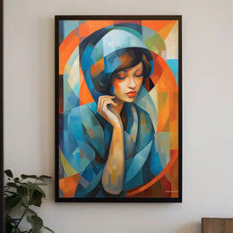 Serene Woman Cubism Abstract Artistic Poster PosterGoat