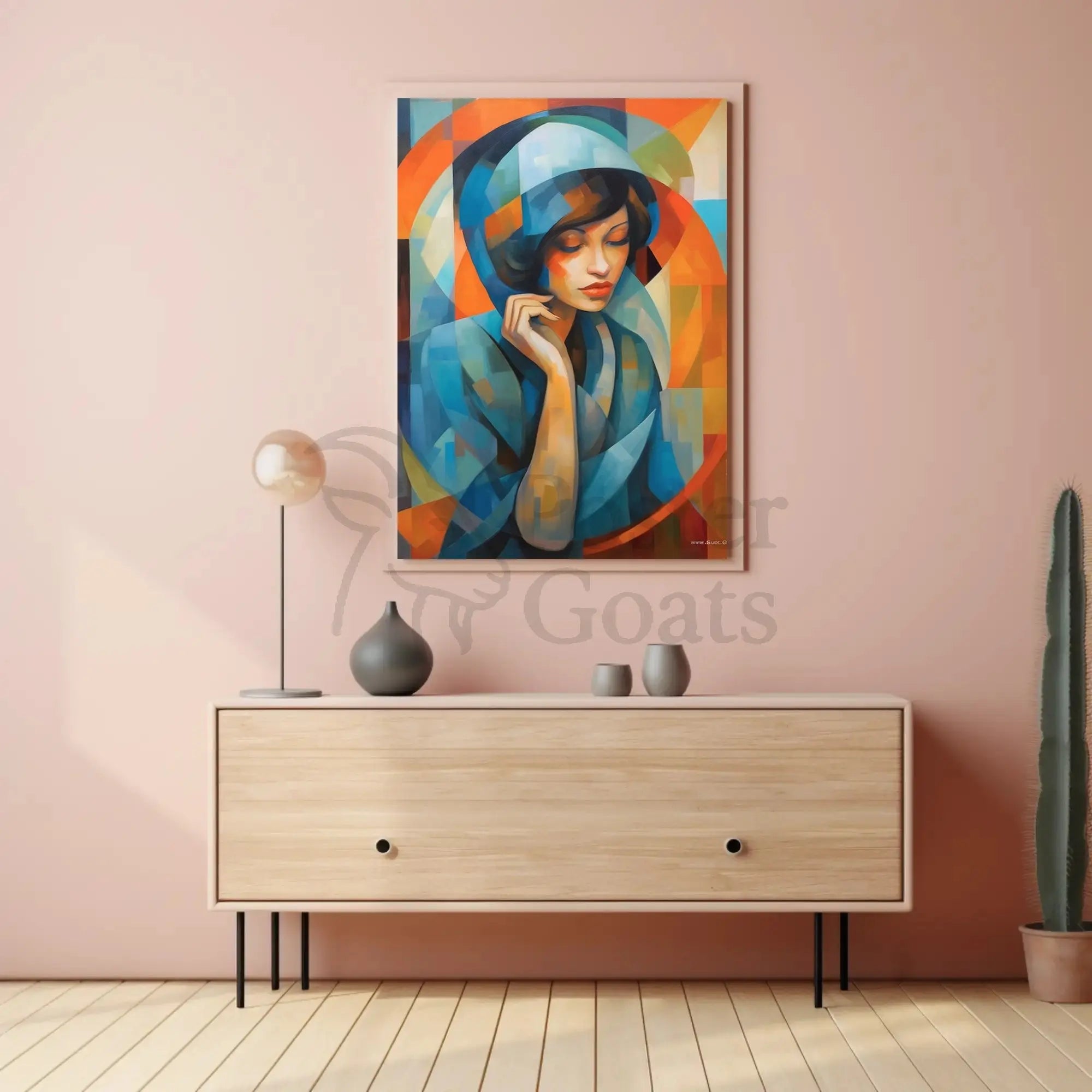 Serene Woman Cubism Abstract Artistic Poster PosterGoat