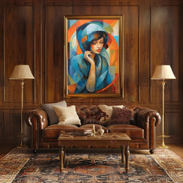 Serene Woman Cubism Abstract Artistic Poster PosterGoat