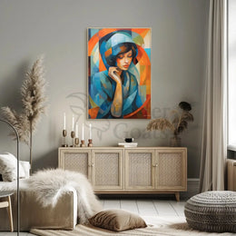 Serene Woman Cubism Abstract Artistic Poster PosterGoat