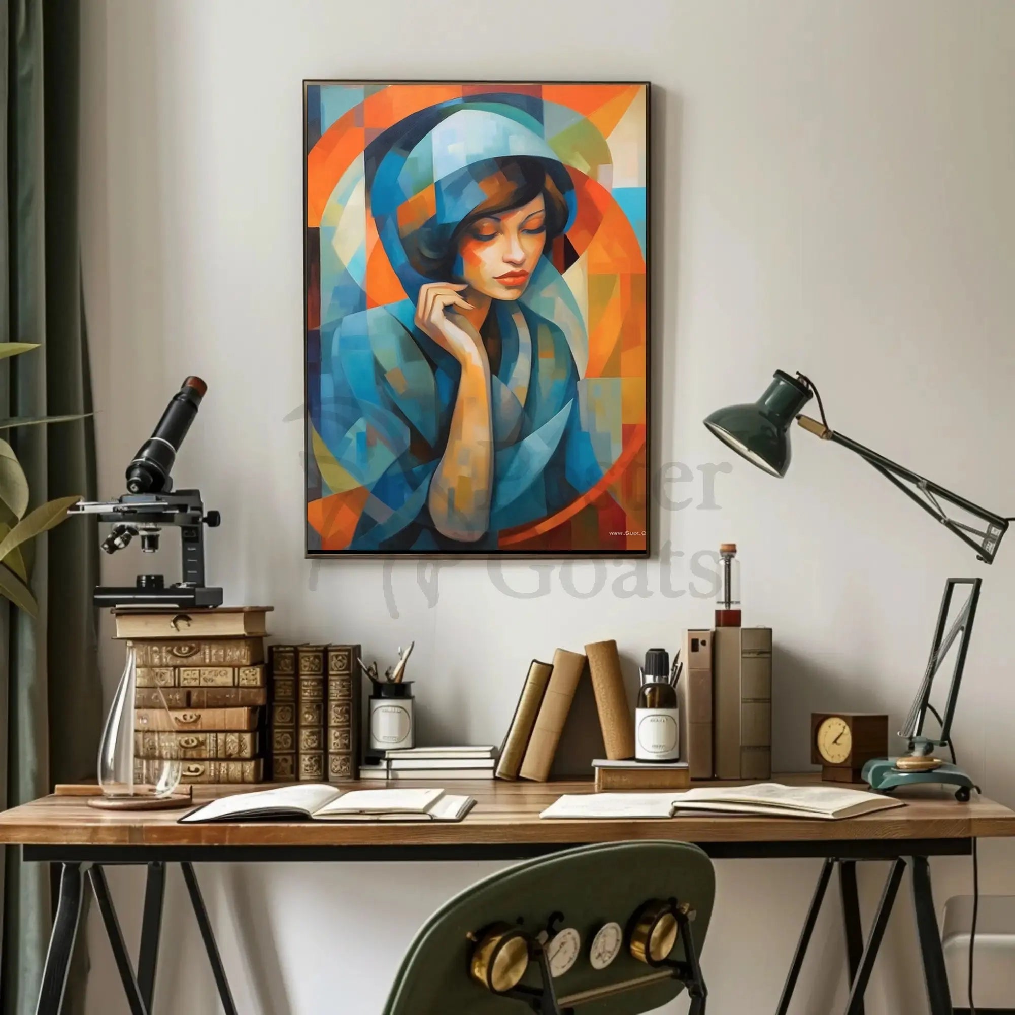 Serene Woman Cubism Abstract Artistic Poster PosterGoat