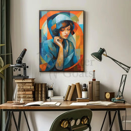 Serene Woman Cubism Abstract Artistic Poster PosterGoat