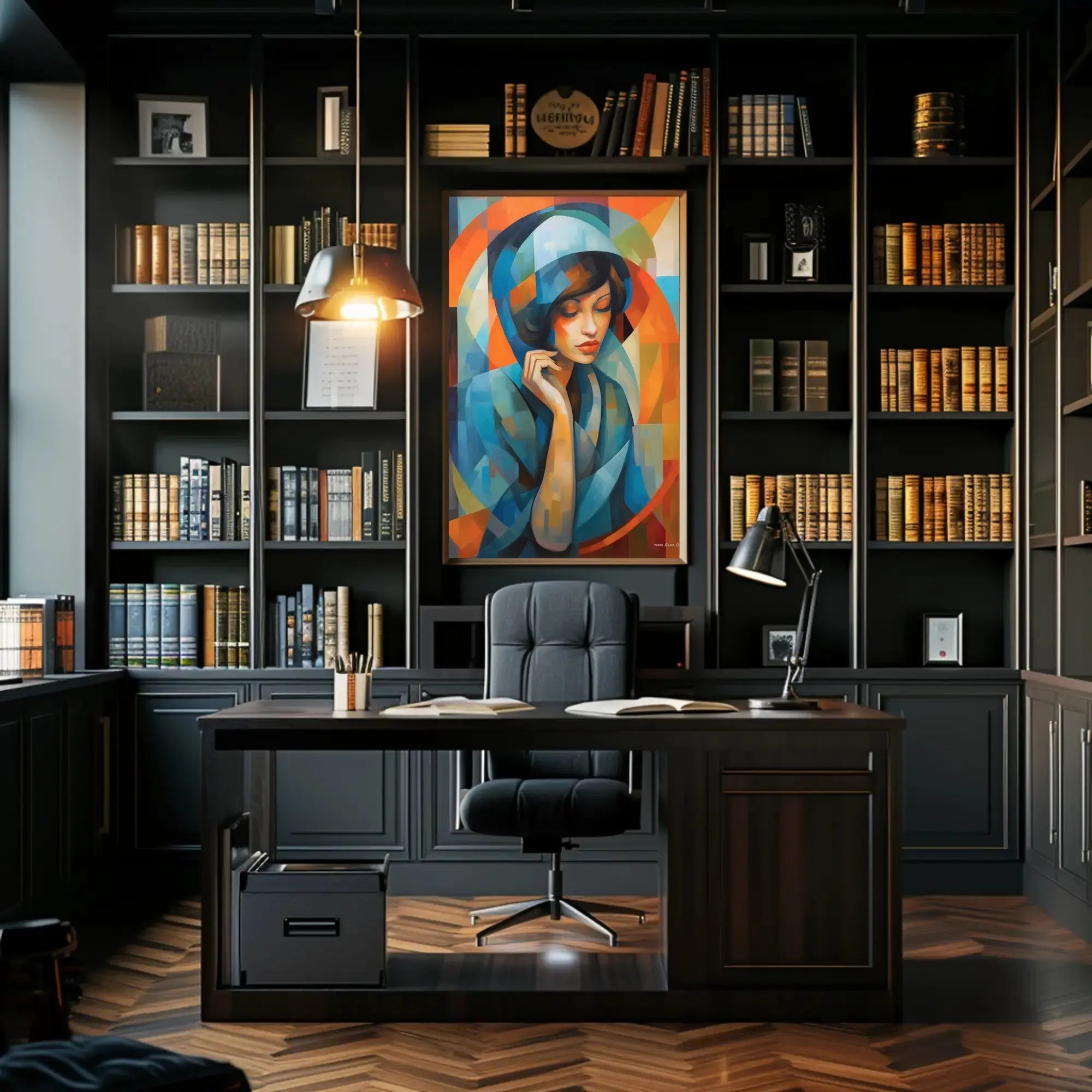Serene Woman Cubism Abstract Artistic Poster PosterGoat