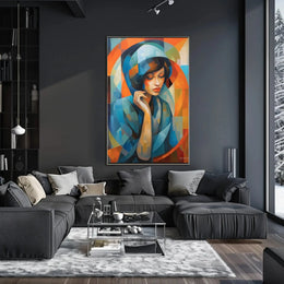 Serene Woman Cubism Abstract Artistic Poster PosterGoat