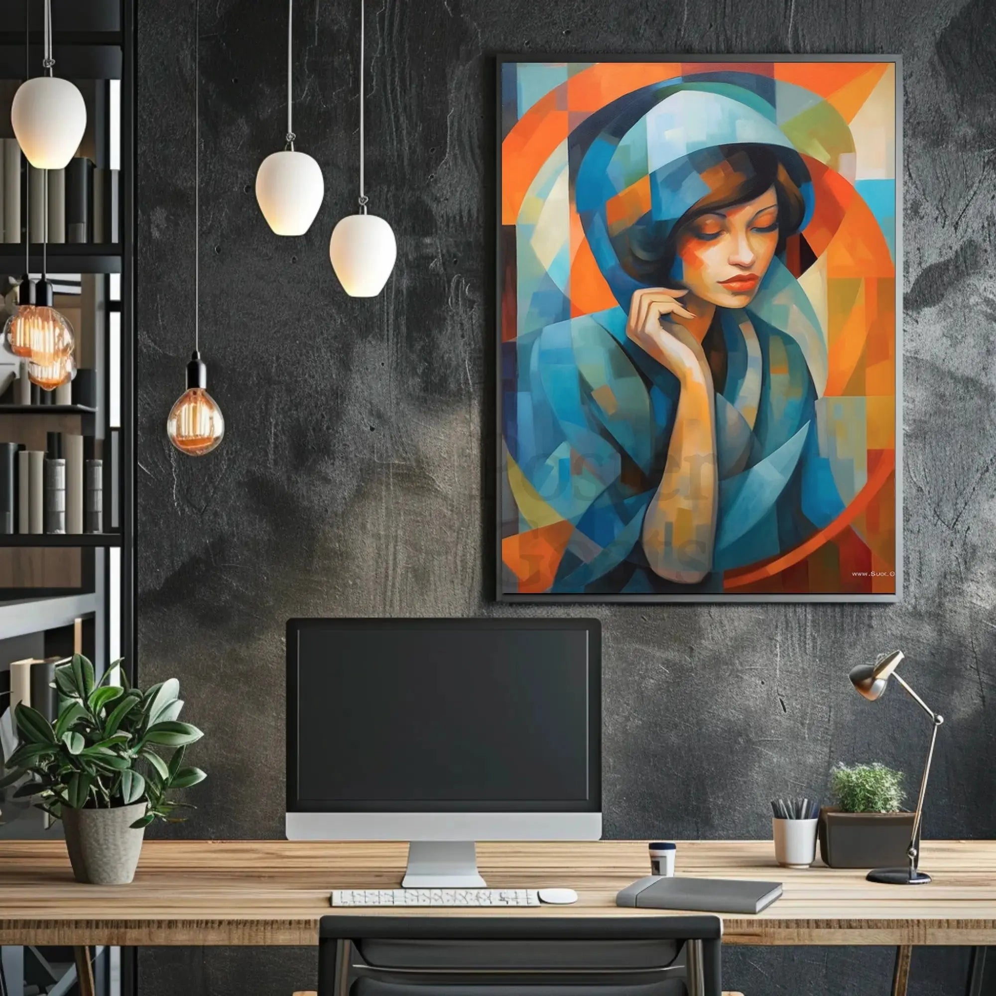 Serene Woman Cubism Abstract Artistic Poster PosterGoat