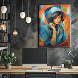 Serene Woman Cubism Abstract Artistic Poster PosterGoat