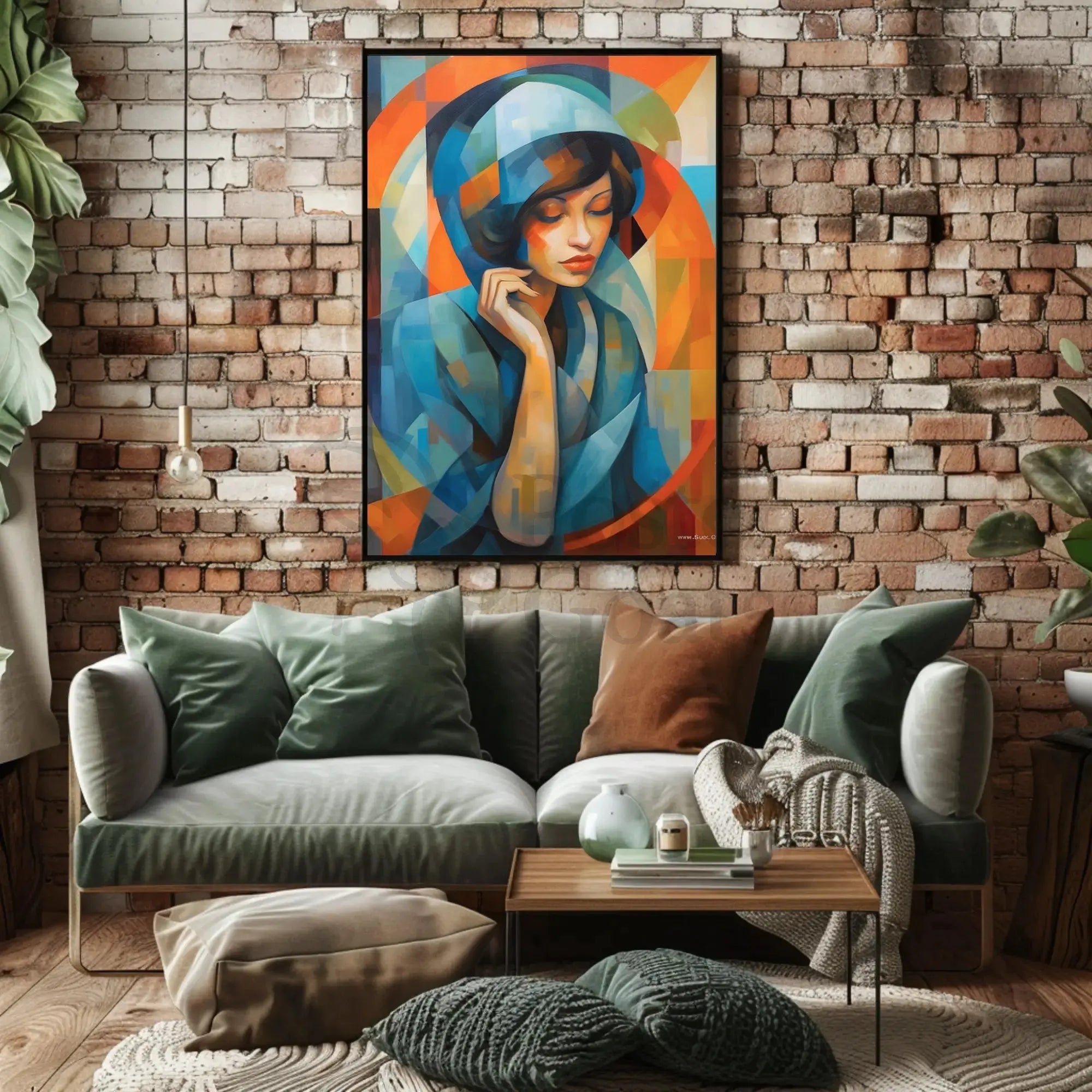 Serene Woman Cubism Abstract Artistic Poster PosterGoat