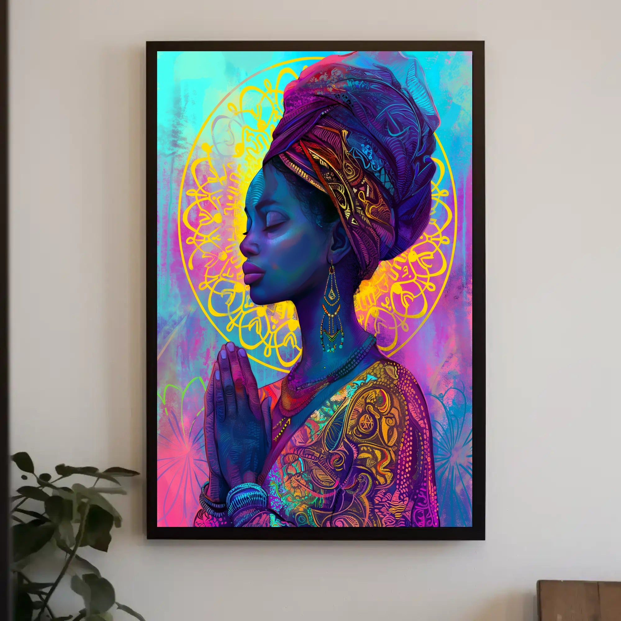Serene Woman in Prayer - Cultural or Heritage Poster PosterGoat