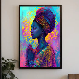 Serene Woman in Prayer - Cultural or Heritage Poster PosterGoat