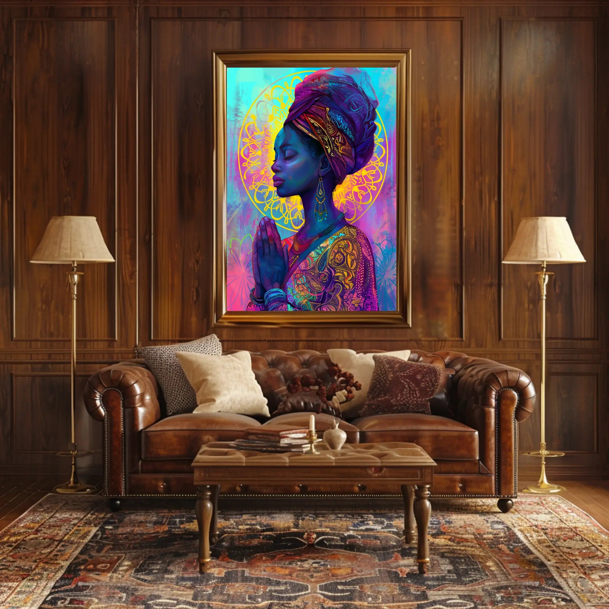 Serene Woman in Prayer - Cultural or Heritage Poster PosterGoat