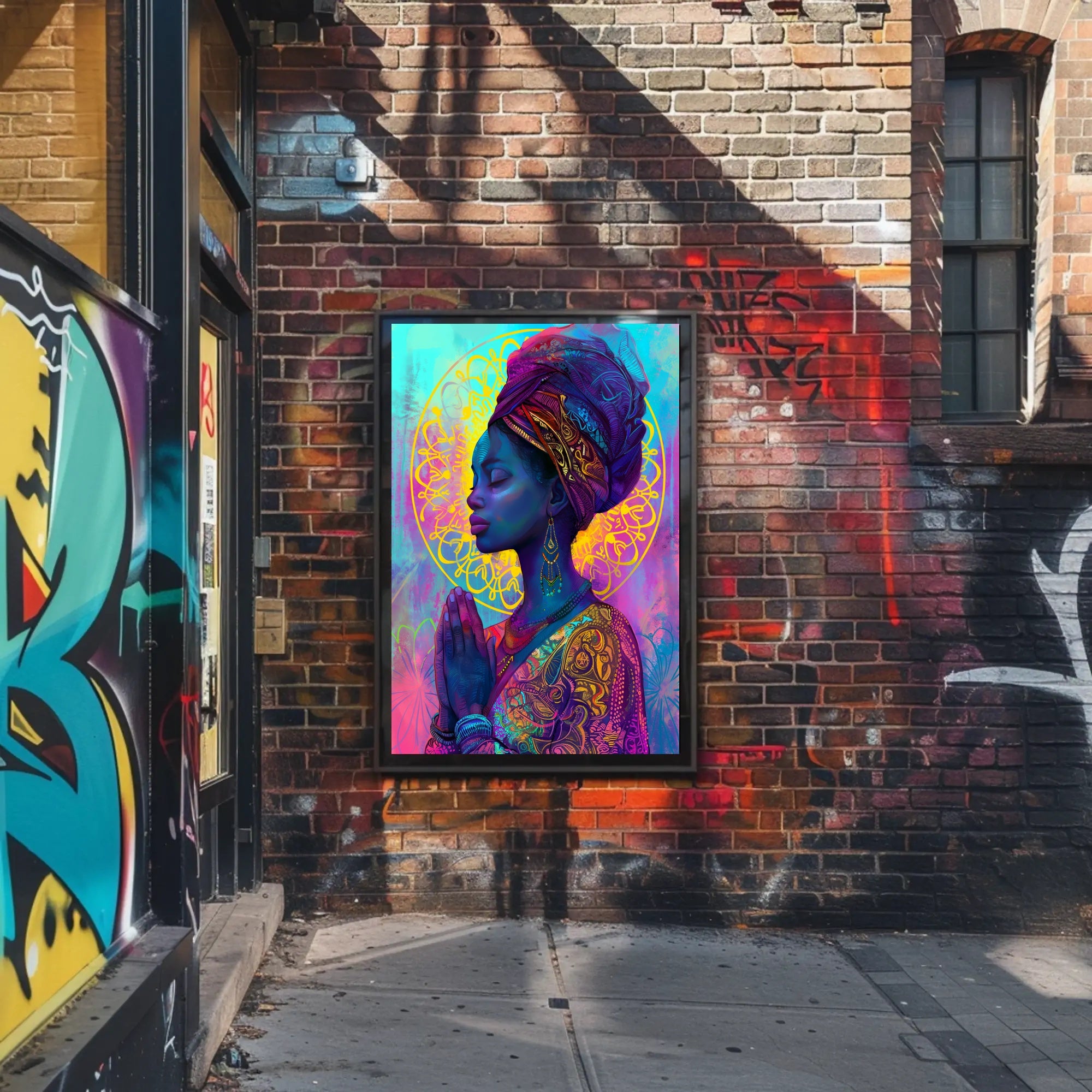 Serene Woman in Prayer - Cultural or Heritage Poster PosterGoat