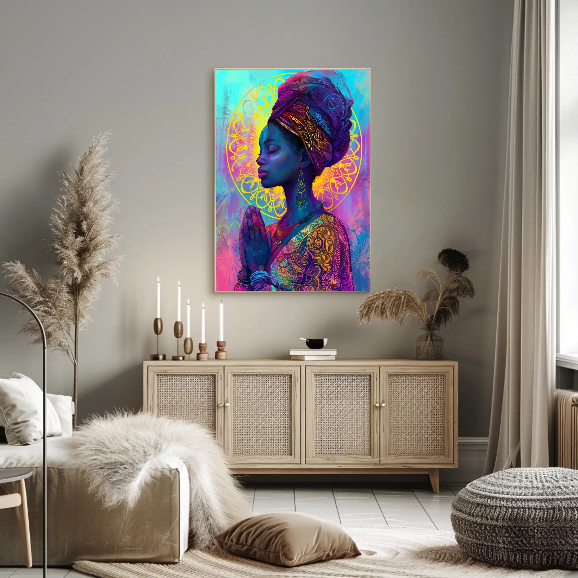 Serene Woman in Prayer - Cultural or Heritage Poster PosterGoat