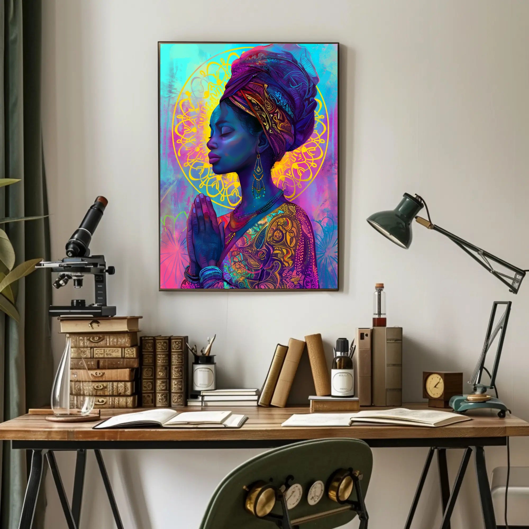 Serene Woman in Prayer - Cultural or Heritage Poster PosterGoat