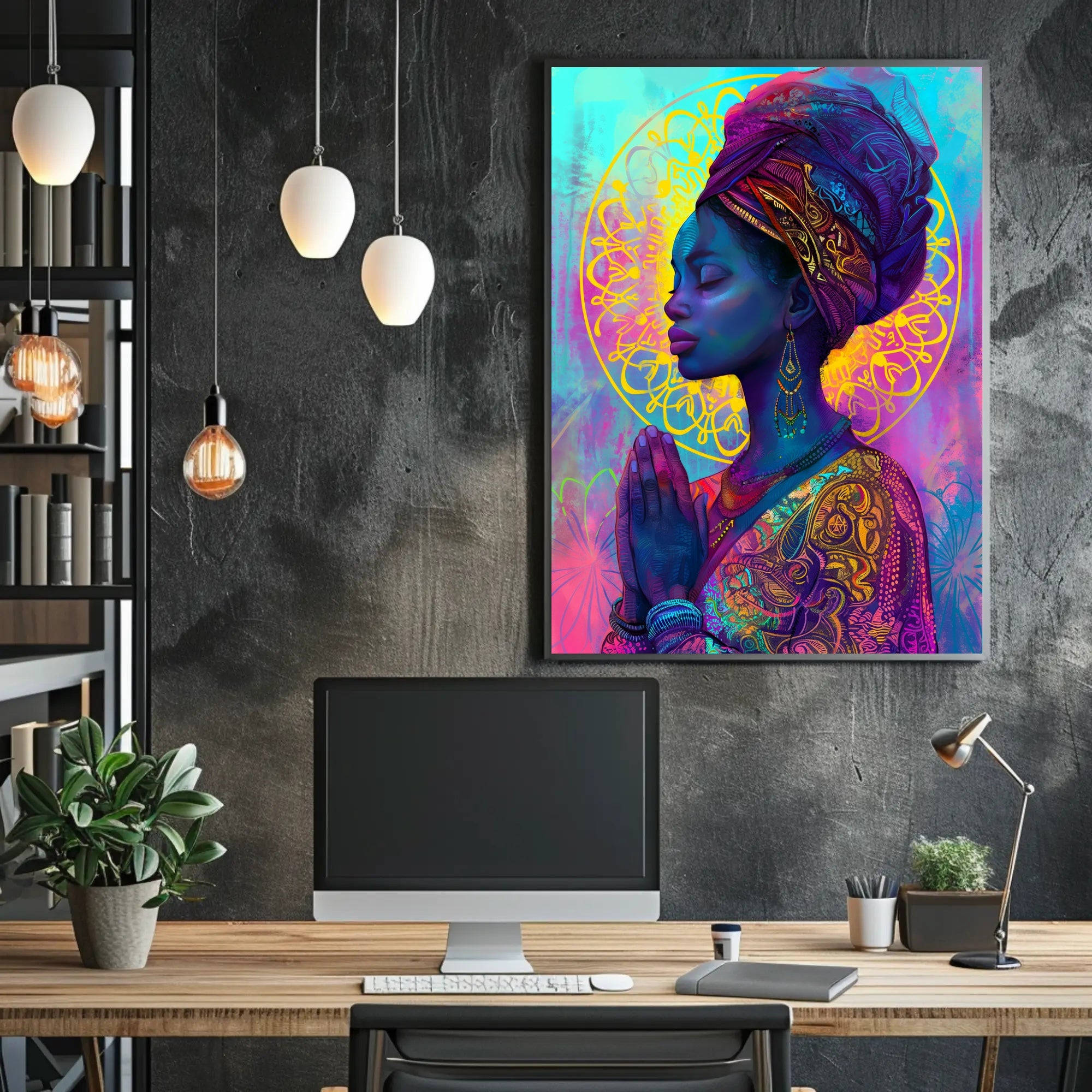 Serene Woman in Prayer - Cultural or Heritage Poster PosterGoat