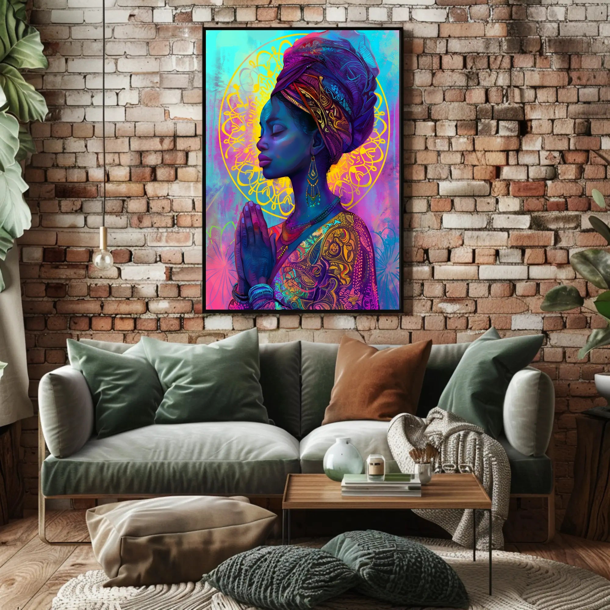 Serene Woman in Prayer - Cultural or Heritage Poster PosterGoat