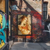 Serene Woman in Vintage Dress Artistic Poster PosterGoat