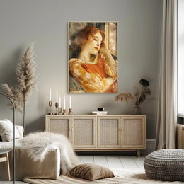Serene Woman in Vintage Dress Artistic Poster PosterGoat