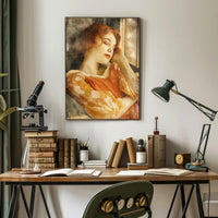 Serene Woman in Vintage Dress Artistic Poster PosterGoat